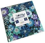 Kanvas Studio Floral Impressions Turquoise/Blue 10X10 Pack 42 10-inch Squares Layer Cake Benartex