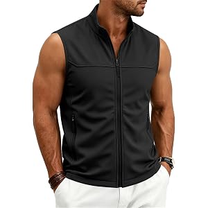 RODYETQQ Men Lightweight Sleeveless Vest Stand Collar Multi Pocket Casual Breathable Zip Up Jacket Outdoor