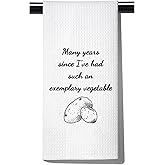 POFULL Literary Quote Gift Exemplary Vegetable Kitchen Towel Bookish Gift Housewarming Gift (Exemplary Vegetable Towel)