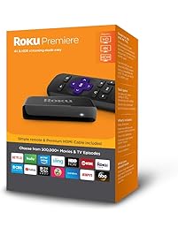 New! Roku Premiere | HD/4K/HDR&nbsp;Streaming Media Player&nbsp;with Simple Remote and Premium HDMI Cable