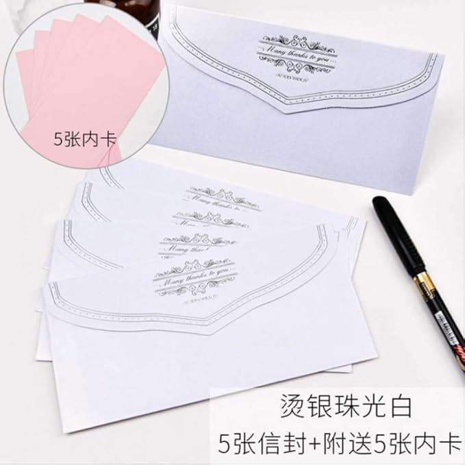 Amazon 10ピース セットエレガントホットスタンプクラフト紙封筒学用品封筒用ウェディングレター招待状 ホワイト 挨拶状封筒 文房具 オフィス用品