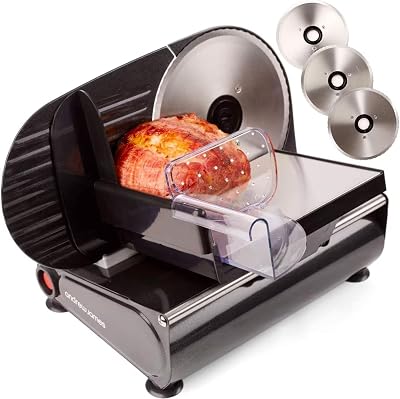 Andrew James Electric Food Slicer 150W with 3 Blades 19cm Cured Meat Bread