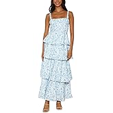 chouyatou Women's Summer Boho Floral Print Party Dress Cut Out Tiered Maxi Beach Dress