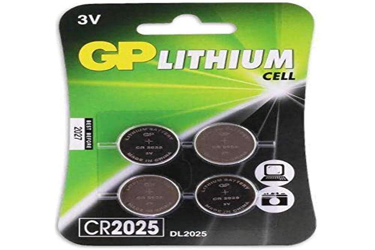 GP 0602025C4 Button Cell Lithium CR2025, 3 V, Blister Pack of 4