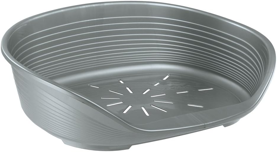 Ferplast Siesta Deluxe 6 Black Plastic Dog Bed - 70.5x52x23.5cm - Silver