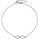 Bling Jewelry Romantic Heart Infinity Figure Eight Love Knot Charm Double Anklet Link Ankle Bracelet For Women .925 Sterling Silver Adjustable 9 To 10 Inch With Extender