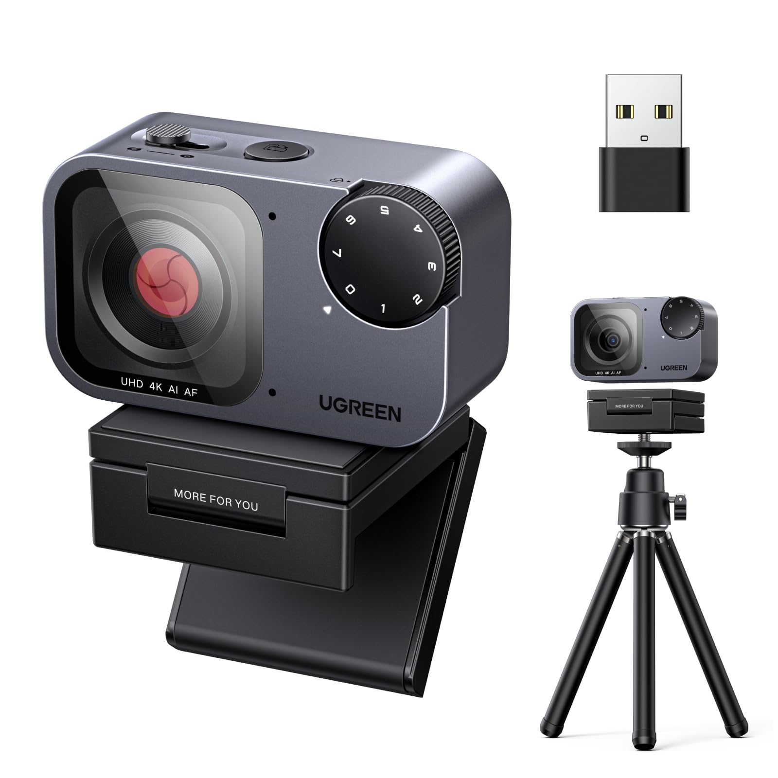 UGREEN FineCam Pro 4K Webcam 4K/30fps 1/2型センサー搭載 AIノイズキャンセリングマイク PDAFオートフォーカス 自動フレーミング 会議・配信・コンテンツ制作用 内蔵プライバシーカバー&三脚付き