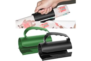 JIKIOU Wrapping Paper Roll Cutter, 2PCS Upgraded Wrapping Paper Cutter with Removable and Non-Slip Ergonomic Handle, Easy Sliding Christmas Birthday Gift Wrapping Paper Cutter Tool Tube(Green,Black)