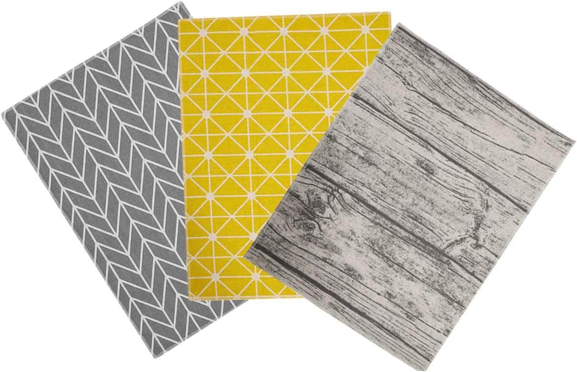 KinGrow 11.8 x 15.7 Inch Flat Lay Food Photography Placemat Backdrop, Cotton Linen Wood Plaid Table Napkin Small Product Background Shooting Props(Set of 3)