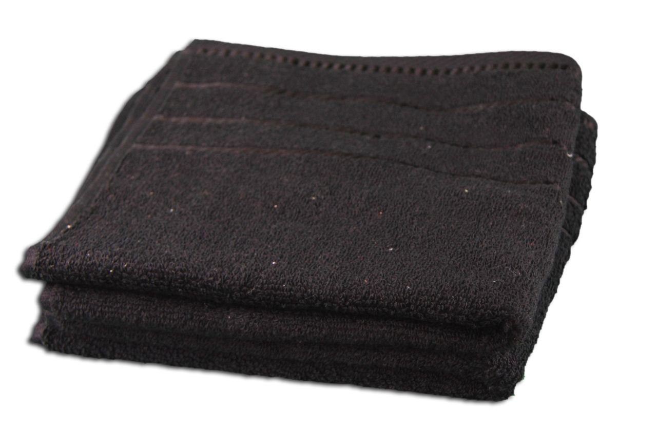 Gözze - Set of 4 Hand Towels, Berlin, 100% Cotton, 50 x 100 cm - Black