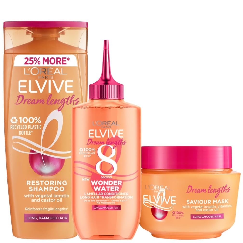 L'Oreal Paris Elvive Dream Lengths Shampoo, Wonder Water and Mask Set, For Long Damaged Hair โ image 1