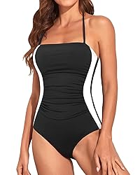 Holipick Women Black White Color Block One Piece