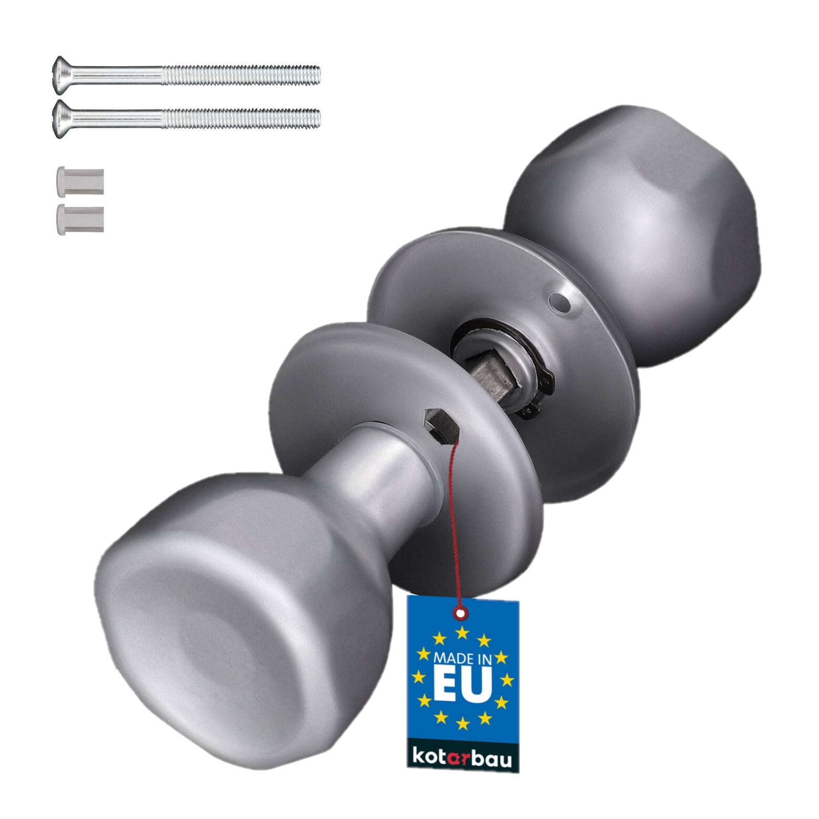 KOTARBAU® Door Knob - ZnAl - 45x45 mm (1.8x1.8 inches) - Silver - Rotating Handle - for Doors Gates Interior Exterior - Durable Painted Finish