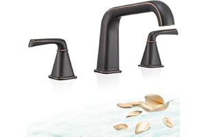 QINKELL Bathtub Faucet Set 3 Hole, Oil Rubbed Bronze Roman Bathtub Faucet, High Flow Deck Mount Tub Faucet, Widespread Garden Tub Faucet 2-Handle with Hot & Cold Supply Lines