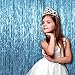 Metallic Light Blue Foil Fringe Curtain 3 Ft x 8 Ft Pack of 2 Tinsel Photo Backdrop for Bridal and Baby Shower Mermaid Shark Birthday Bachelorette Party Decorations