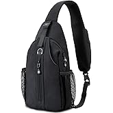 LEDAOU Crossbody Sling Bag Anti-Theft Sling Backpack Cross Body Shoulder Chest Bag Fanny Pack Travel Hiking Daypack (Black)