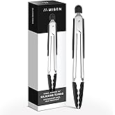 Misen Kitchen Tongs - Dishwasher Safe, Heavy Duty - Precision Silicone-Tipped Grilling Tool - Heat Resistant, Nonstick Safe - Perfect for Serving and Air Frying- 13 Inch | Black