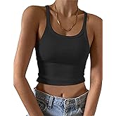 CITASHION 95% Cotton Ribbed Crop Tank Tops for Women Racerback Scoop Neck Cami Slim Fitted Basic Cropped Tank Top