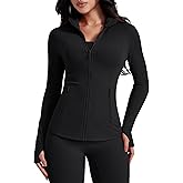 AVGO Womens Workout Jackets Lightweight Athletic Zip Up Jacket Slim Fit Running Gym Top with Pockets & Thumb Holes