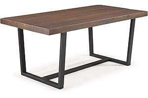 Walker Edison Andre Modern Solid Wood Dining Table, 72 Inch, Mahogany