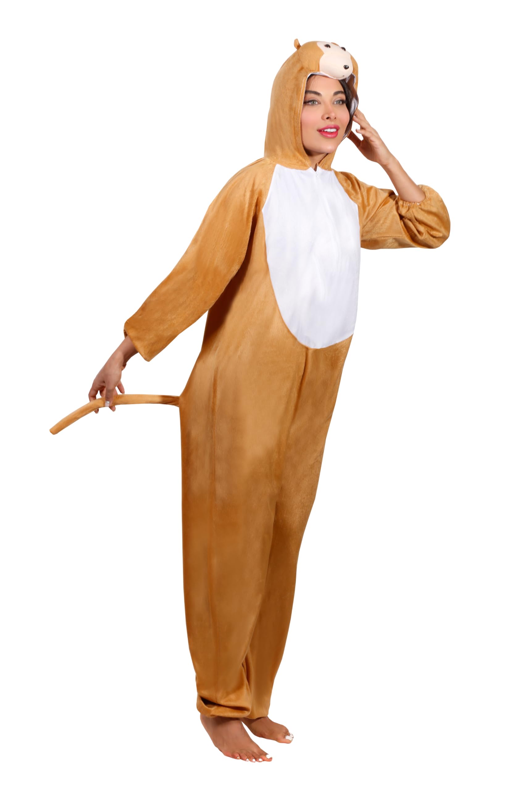 Adult Animal Costumes Unisex Pajamas Fancy Dress Outfit Cosplay Onesies (Monkey) — image 1