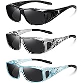 Wzerry Sunglasses Fit Over Glasses Polarized for Men Women, Wrap-Around Glasses UV400 Protection for Driving and Outdoor