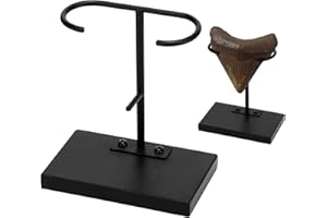 Chunful 1 Pc Megalodon Shark Tooth Display Stand Metal Shark Tooth Holder Display Easel Holder for Slab Slice Fossil Flat Crystals and Minerals, Black, 4 x 4.5 x 2.5''