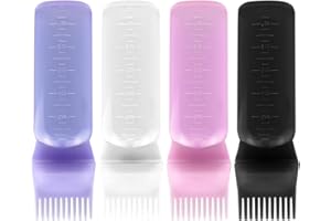 ELANE Hair Oiler Comb Bottle,4 Pack Root Comb Applicator Bottle for Hair Oil Scalp Hair Oiling Applicator（pink+purple+white+black）