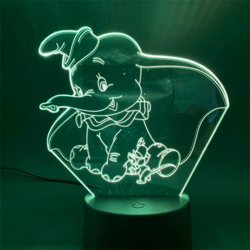 Lampara De Ilusion 3d Luz De Noche Led Peliculas De Disney Nino Pequeno Dumbo Bebe Ninos Para Decoracion De Dormitorio Sensor Tactil Lampara De Escritorio Regalo De Navidad Iluminacion De Interior Iluminacion