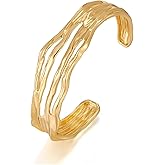 CUFELMU Gold Silver Cuff-Bracelets for Women Hollow Wide Open Bangle Bracelets