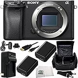 Sony Alpha a6300 Mirrorless Digital Camera (Body) 8PC Bundle. Includes 2 Replacement FW-50 Batteries + AC/DC Rapid Home &amp; Travel Charger + Micro HDMI Cable + Carrying Case + Microfiber Cleaning Cloth