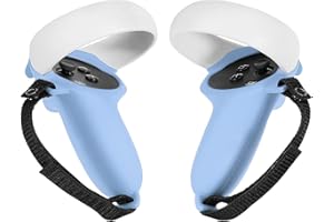 rumbloo Silicone Touch Controller Grip Cover for Oculus Quest 2 Accessories, Anti-Throw VR Handle Protector with Adjustable Wrist Strap, Luminous