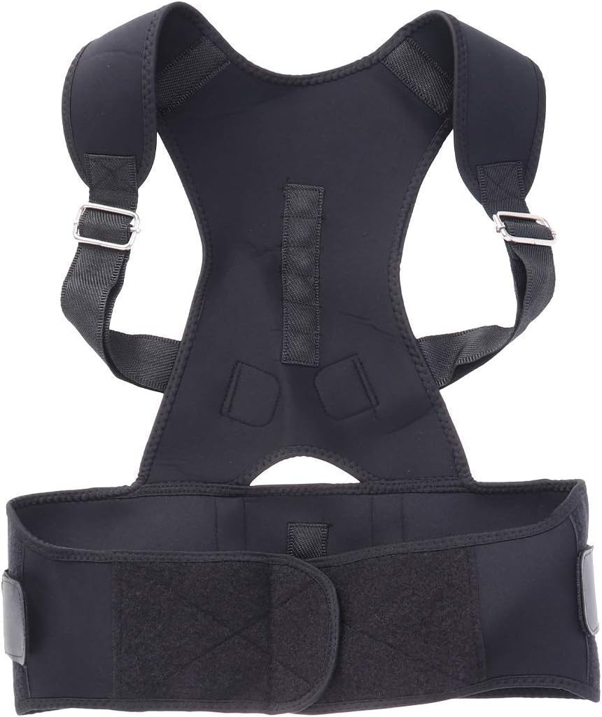 Jigva Men's and Women's polyester, Cotton Vepson Fully Adjustable Back Brace Corrector Magnetic Belt Improves Posture and Provides Lumbar (medium, Black)