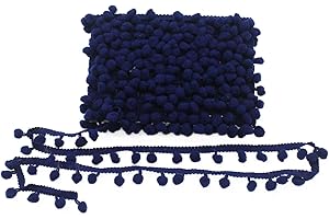 Yalulu 20Yards Mini Pom Pom Trim Ball Fringe Ribbon DIY Sewing Accessory Lace Trim for Pillow Curtains Home Decoration (Navy Blue)