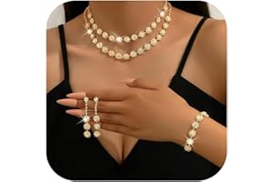 HUASAI Silver Wedding Jewelry Sets for Brides Rhinestone Necklace Earrings Bracelet Set Bridal Costume Jewelry for Women Formal Wedding Guest Dress Accessories Prom Party Outfits