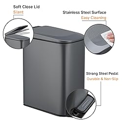 TIPGO Slim Bathroom Trash Can with Lid Soft
