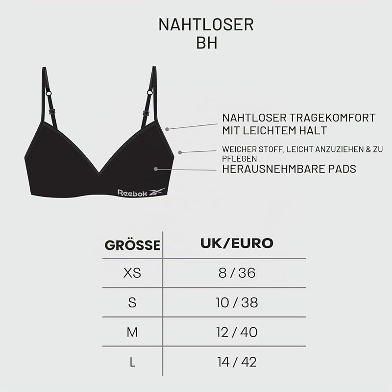 Justine Sport BH Damen Crop Top | Bustier Damen Sport Top Damen aus Stretch-Baumwolle mit herausnehmbarem Pad – Schwarz Klein