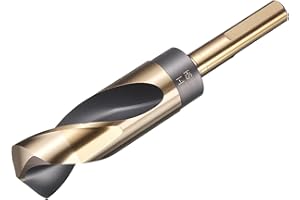 uxcell 1-1/16" Drill Bit 1/2" Reduced Shank 3-Flat M35 5% Cobalt High-Speed Steel Twist Black and Gold Finish 135° Bits for H