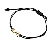Gold Ribbon Support Friendship Bracelet, September Childhood Cancer Awareness Month, Handmade Small 18K Gold Plated Ribbon Shaped Charm with Black Adjustable Thread Cord GO GOLD