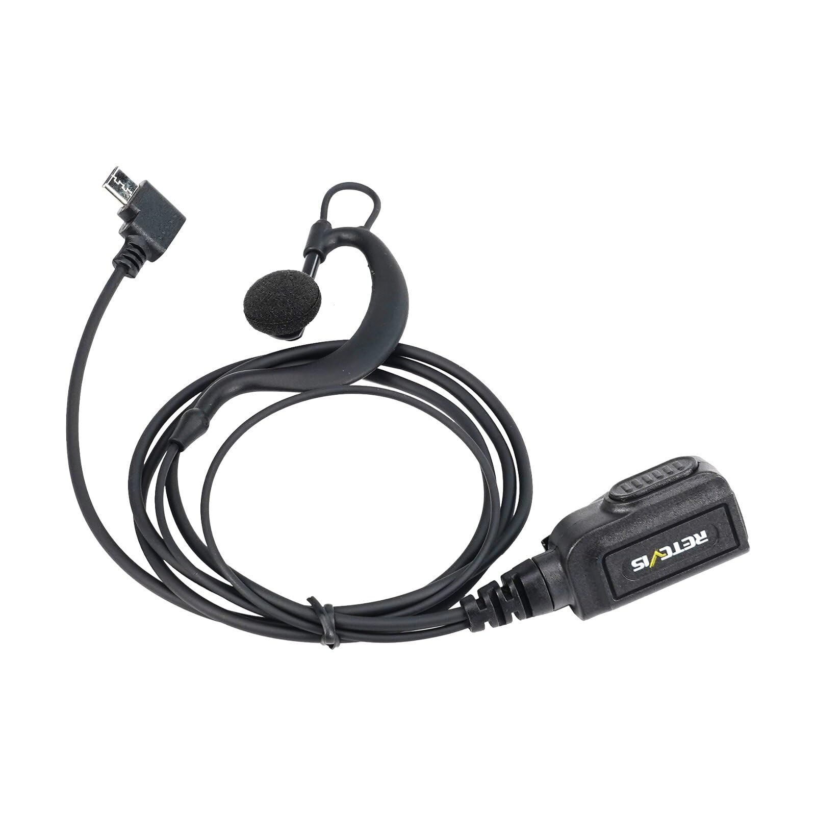 Retevis EEL001 Walkie Talkie Earpiece with Mic,Security Headset, Surveillance Earpiece G-shaped Headset Plug Specially Compatible RB667/RB666 Two-way radios(2 pcs)