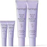 Flamingo Women's Facial Hair Removal Cream - 1.35 fl oz (2 Pack) | Includes Calming Serum - Removes Hair from Chin, Upper Lip, and Sideburns