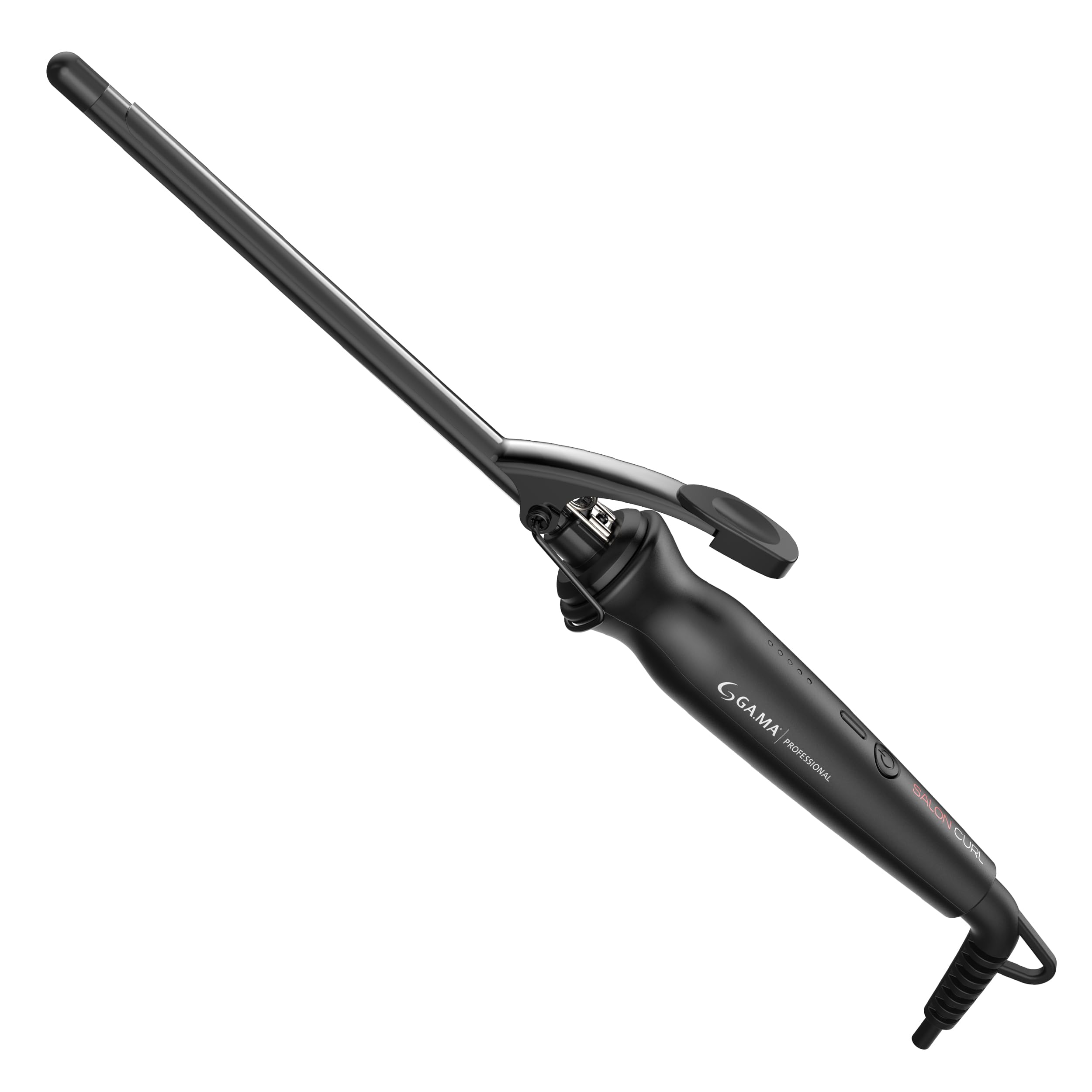 GA.MA Salon Curl Silk Chrome Titanium Curling Iron for Tight Curls, 0.35 Inch Barrel, Quick Adjustable Heat, Anti-Frizz, Dual Voltage, Auto Shut-Off