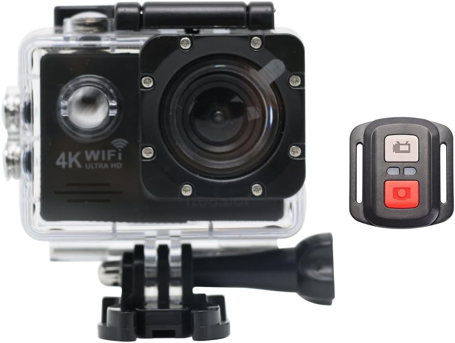 Iteasier 1080p 4K Ultra HD Action Camera, 16MP Remote Control WiFi Underwater 30M Waterproof Sport Camera, 170 Degree Wide View 2 inch LCD Screen 1050mAh Battery Storage Support Micro SD Card 16-32GB Camera with Mounting Accessory Case Kit for Diving/Biking/Mounting/Swimming (black)