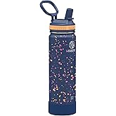 Takeya Actives Water Bottle with Straw Lid - Bottle with Double Stainless Steel Insulation - Dishwasher Safe & BPA-Free - Bottle with Straw Lid & Removable Bumper - 22 oz, Cool Ray