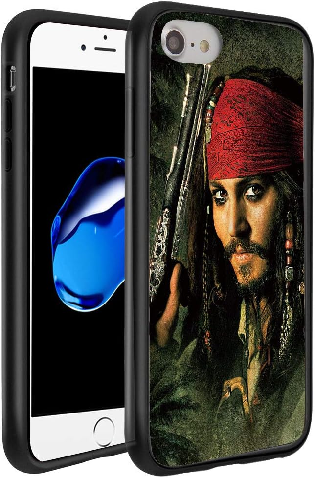 iPhone 8/7/6s/6 Case, Hard Cover with Soft Shock-Resistant Edges, Non-Slip Shockproof Slim Case Pirates of Caribbean Jack #A