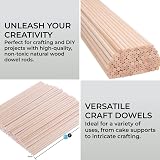 H&S Unfinished Natural Wooden Dowels 100pcs 15cm x 4mm Craft Sticks view 2