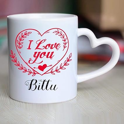 Buy Huppme I Love You Bittu Heart Handle Mug 350 Ml White Online