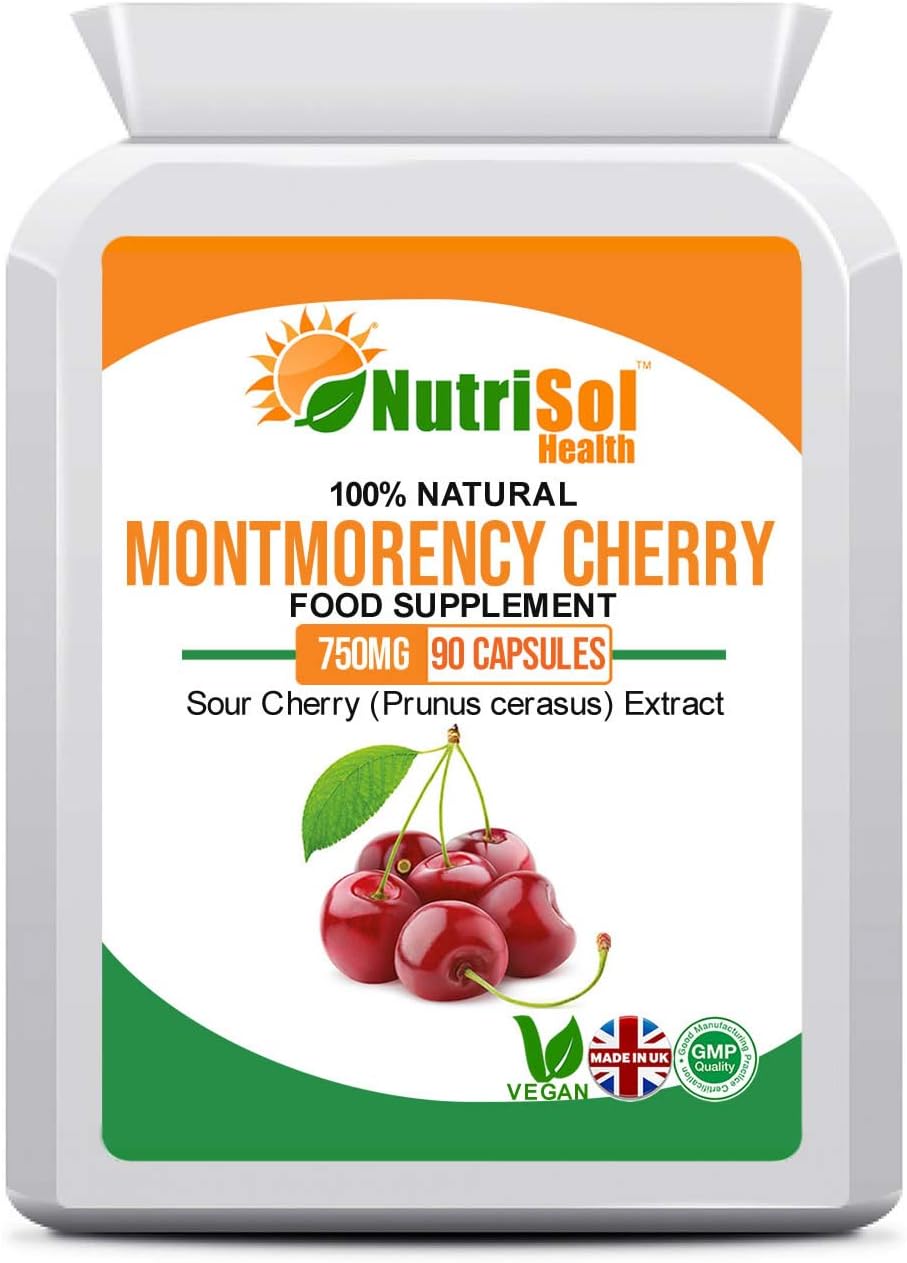 Montmorency Cherry 750mg 90 Vegan Capsules, Freeze Dried Tart Cherry, High Strength Sour Cherry, Antioxidant Supports Healthy Uric Acid Levels, Joint Pain & Inflammation, GMP Quality Food Supplement