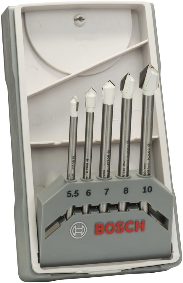 Bosch Professional 5 pcs. CYL-9 SoftCeramic Tile Drill Bit Set (for soft ceramic tiles diameter 5,5-10 mm, Accessories drill driver)