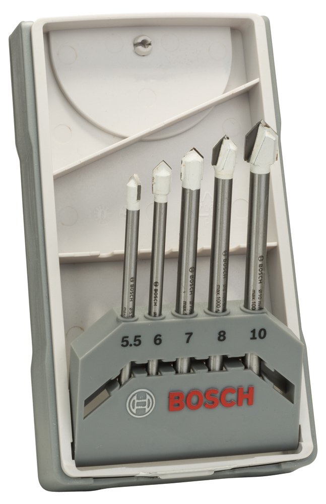 Bosch Accessories 5 Pièces Jeu De Forets pour Carrelage Set Cyl-9 Softceramic (pour Les Carreaux De Céramique Tendres, Ø 5,5-10 Mm, Accessoires Perceuses)